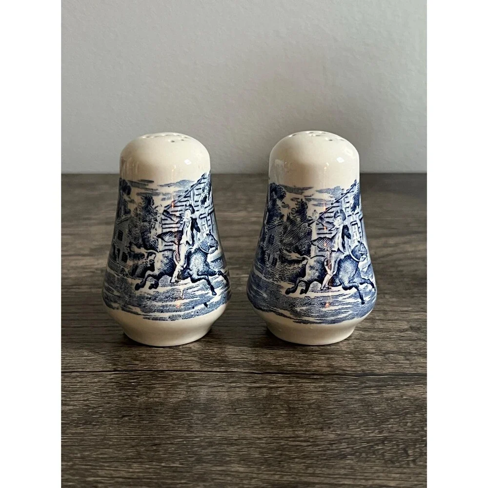 Vintage Blue and White Salt & Pepper Shakers